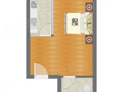 1室0厅 39.39平米户型图
