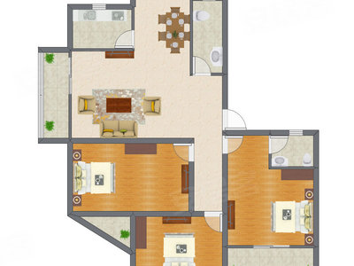 3室1厅 98.15平米