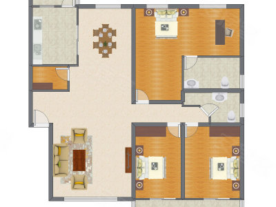 3室2厅 188.85平米户型图