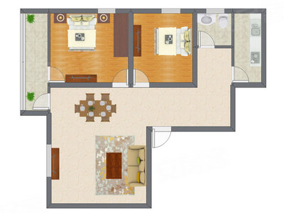 2室1厅 95.10平米户型图