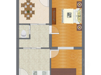 1室1厅 39.34平米户型图