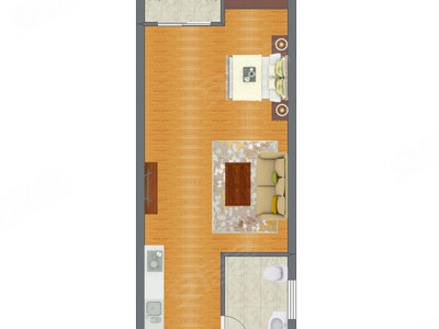 1室1厅 46.36平米