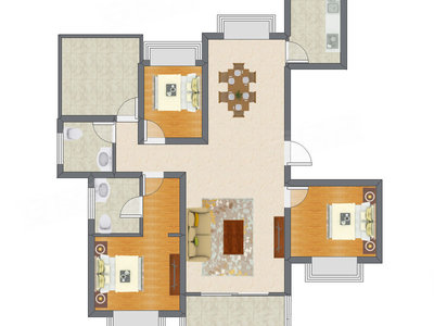 3室2厅 140.77平米户型图