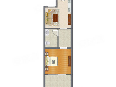 1室1厅 68.00平米户型图