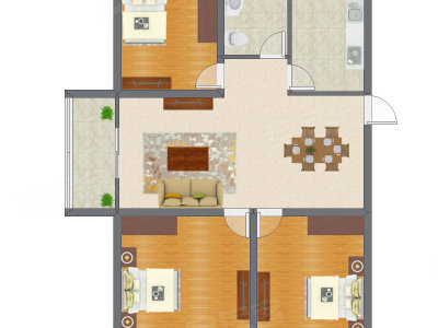 3室2厅 87.89平米