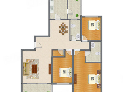 3室2厅 160.94平米户型图