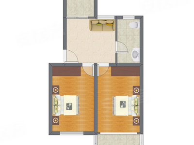 2室1厅 70.85平米