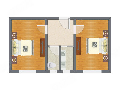 2室1厅 49.62平米户型图