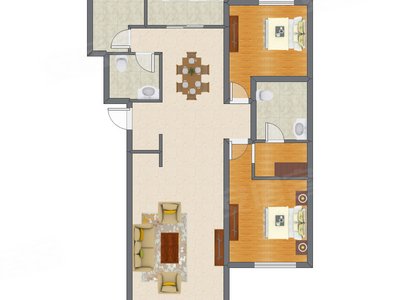 2室2厅 122.00平米