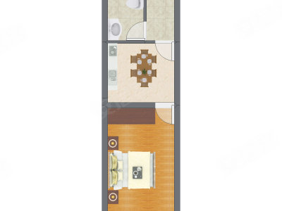 1室1厅 35.14平米户型图