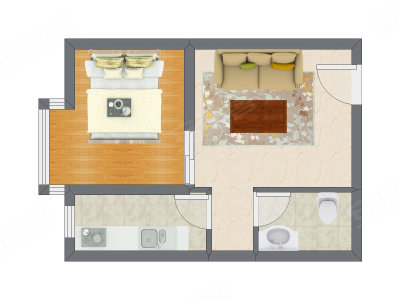 1室1厅 29.41平米户型图