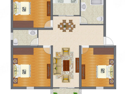 3室2厅 91.97平米