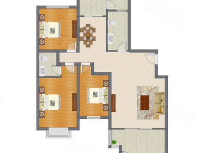 3室2厅 139.36平米户型图