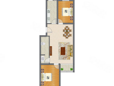 2室2厅 98.53平米户型图