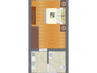 1室1厅 18.65平米