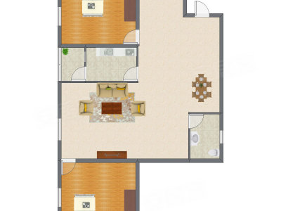 2室1厅 128.00平米户型图