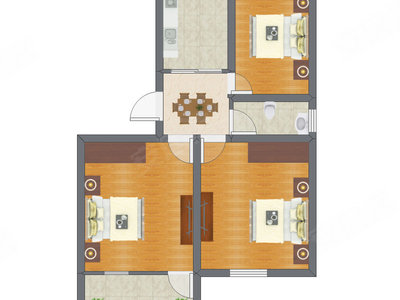 3室1厅 52.44平米