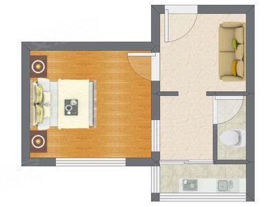1室1厅 36.20平米户型图