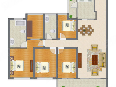 4室2厅 143.20平米户型图