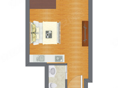 1室0厅 17.37平米户型图