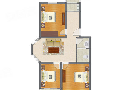 3室1厅 99.91平米