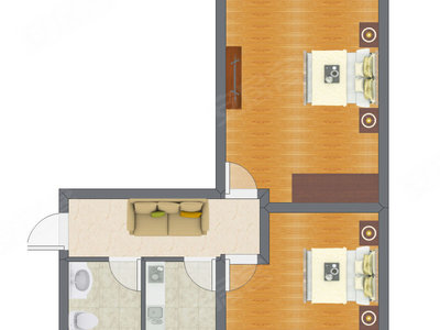 2室1厅 53.31平米