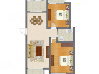 2室2厅 97.04平米户型图