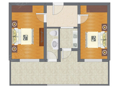 2室1厅 52.95平米