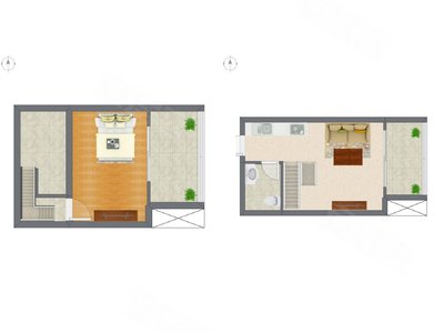 1室1厅 22.97平米户型图