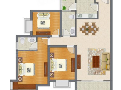 3室2厅 116.00平米