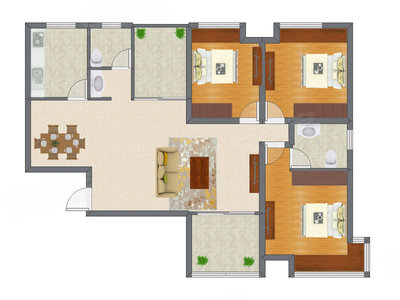 3室2厅 100.12平米