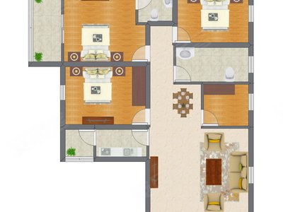 3室2厅 88.00平米