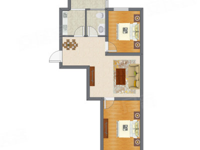 2室2厅 75.41平米户型图