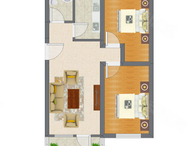 2室1厅 72.55平米户型图