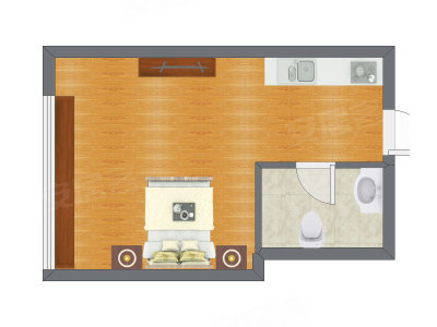 1室0厅 36.34平米户型图