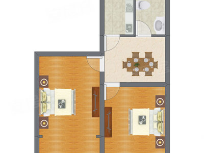 2室1厅 90.54平米户型图
