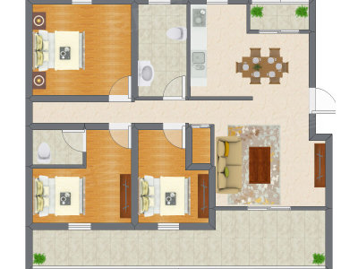 3室2厅 113.85平米