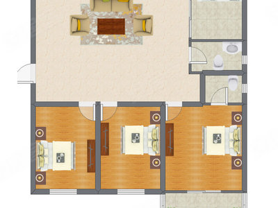 3室1厅 128.76平米