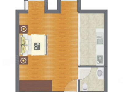 1室1厅 29.93平米户型图