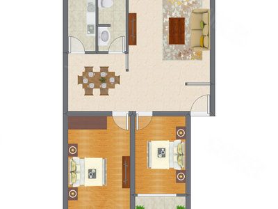 2室2厅 96.73平米户型图