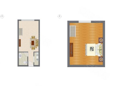 1室1厅 30.14平米户型图