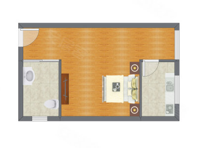 1室0厅 43.36平米户型图