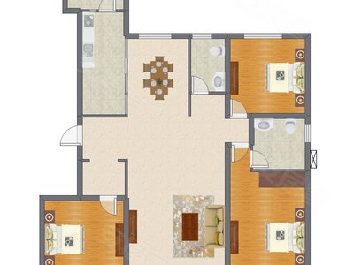 3室2厅 186.54平米