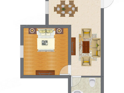 1室1厅 50.55平米户型图