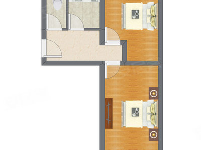 2室1厅 50.64平米