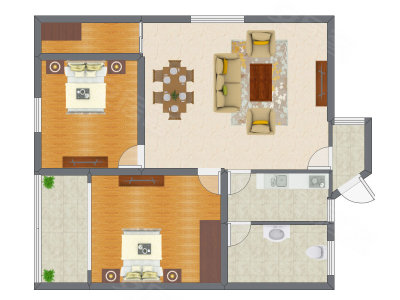 2室2厅 129.70平米户型图