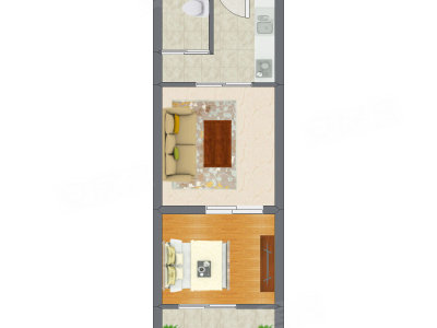1室1厅 39.97平米户型图