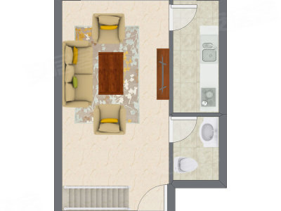 2室1厅 50.46平米
