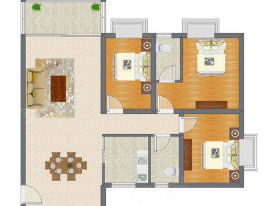3室2厅 85.60平米户型图