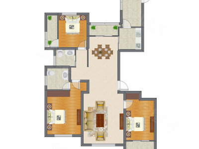 3室2厅 105.57平米